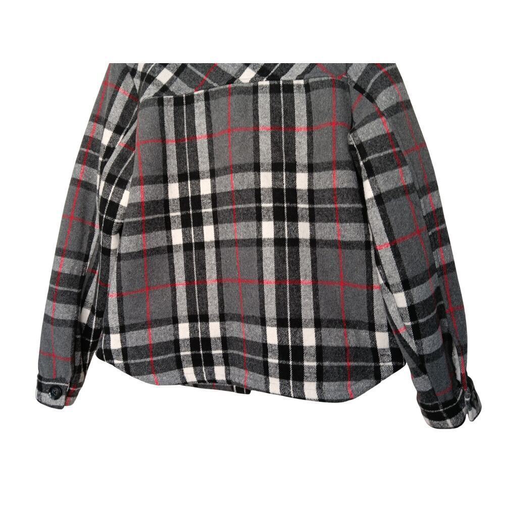 New Special One Premium Boutique Sherpa Plaid Coat Gray Black Soft Thick M - Picture 8 of 16